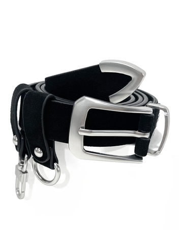 double loop suede western belt black