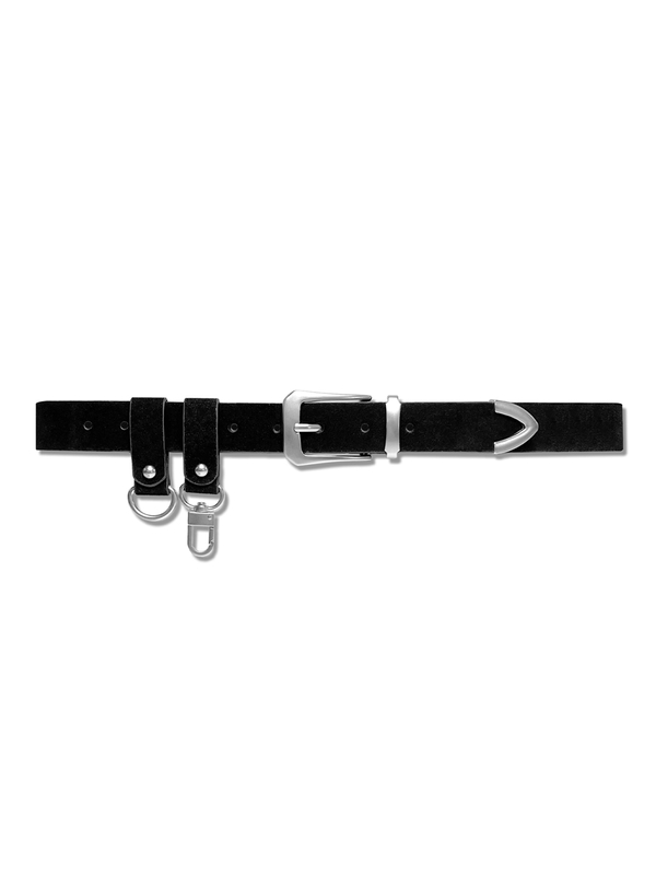 double loop suede western belt black