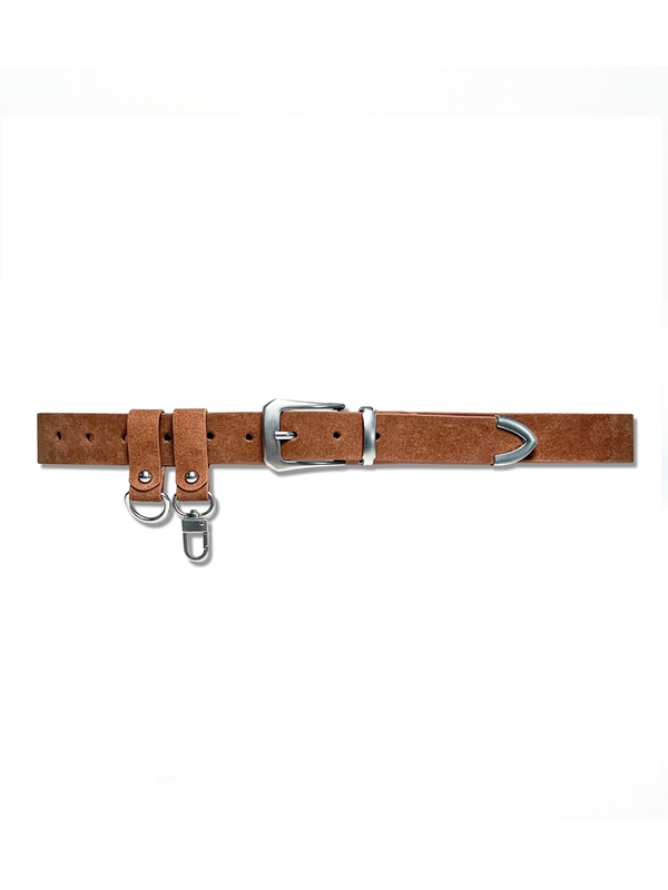 double loop suede western belt brown