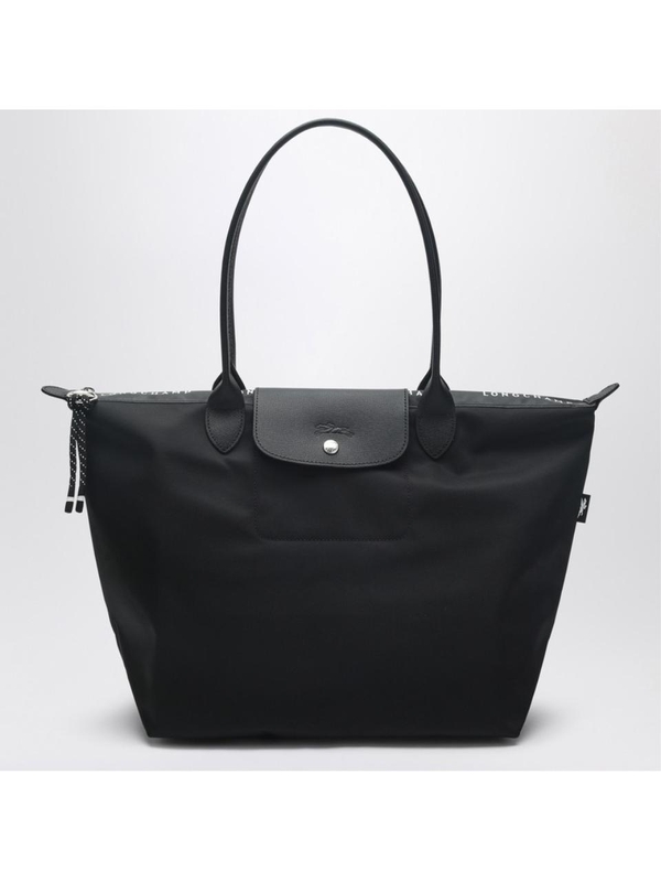 롱샴 SS25 Longchamp Black recycled canvas L Le Pliage Energy bag L1899HSR Black