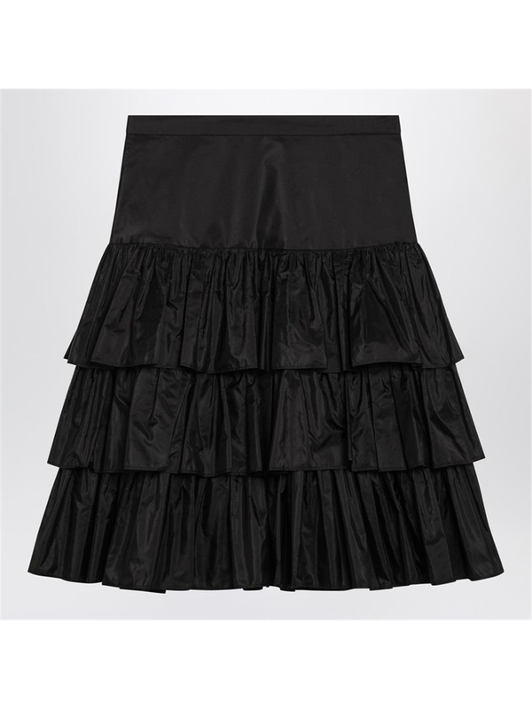 발렌티노 SS25 Valentino Black taffeta flounced skirt 6B3RACH1917 Black