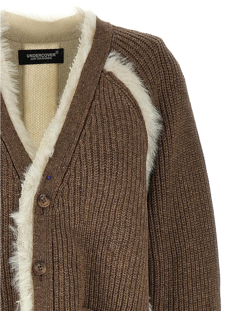 언더커버 FW24 Two-material cardigan UC2D1903GRAYBROWN Brown