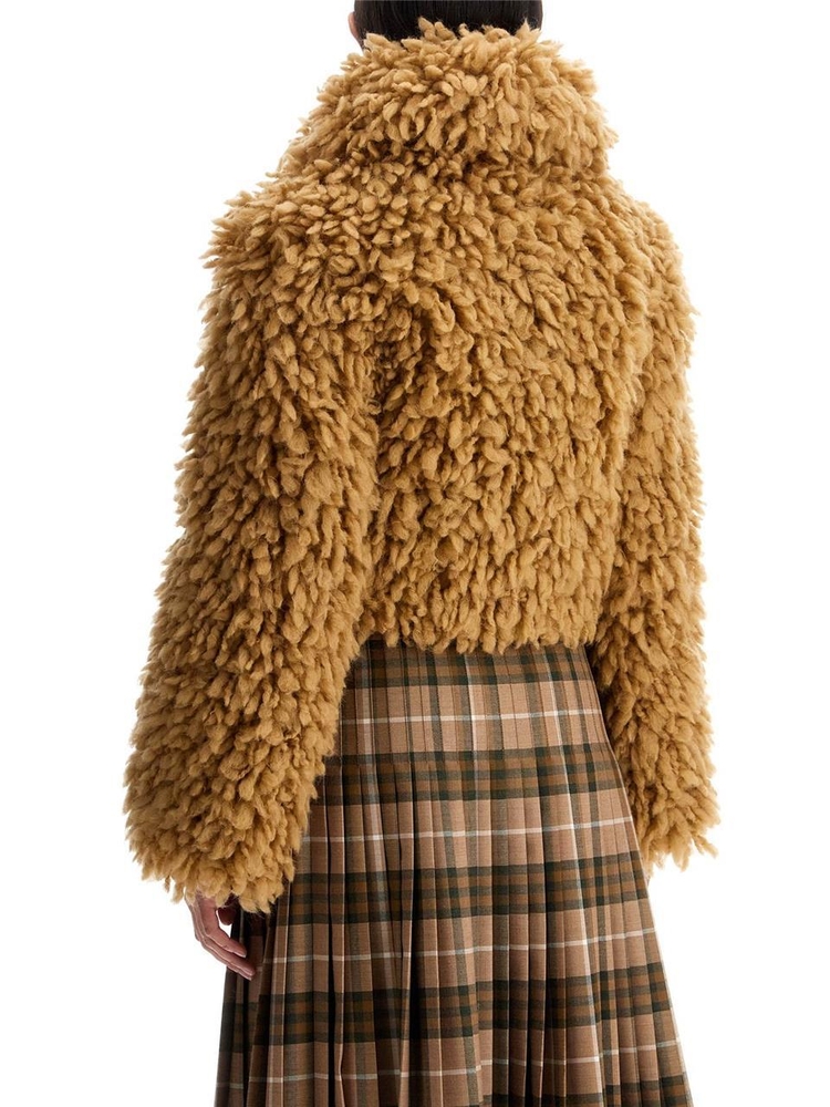 버버리 FW24 cropped faux fur effect jacket 8099104 FLAX