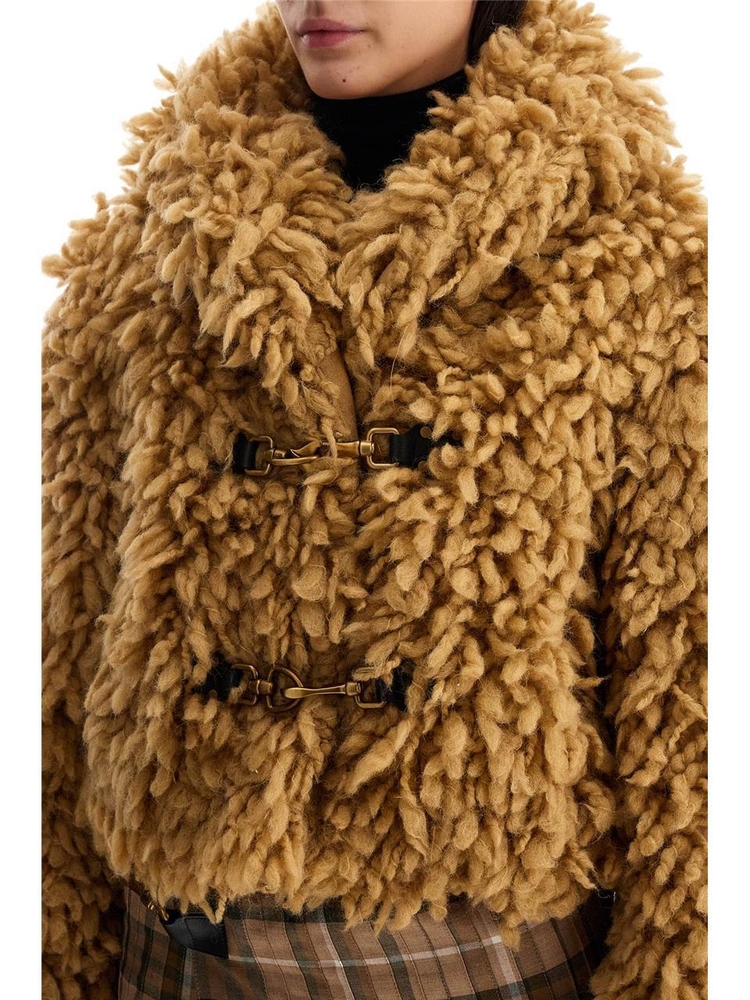 버버리 FW24 cropped faux fur effect jacket 8099104 FLAX