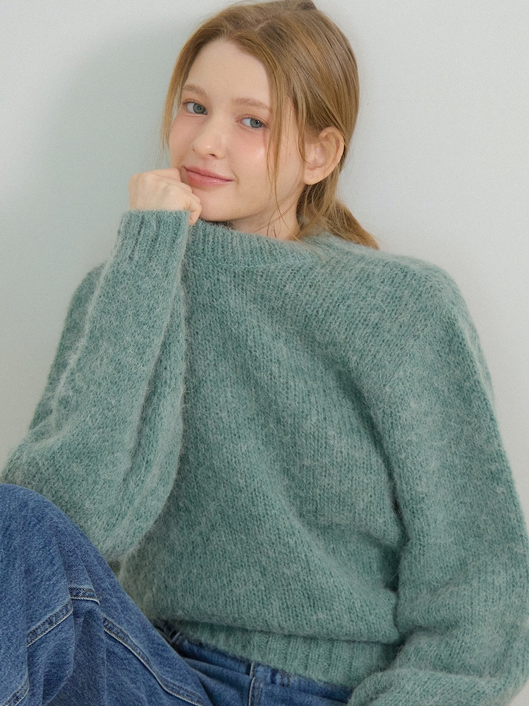 ROUND NECK ALPACA KNIT_MINT