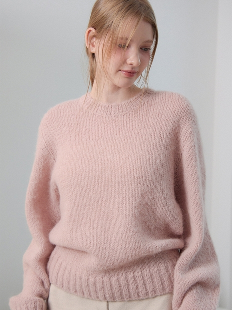 ROUND NECK ALPACA KNIT_PINK