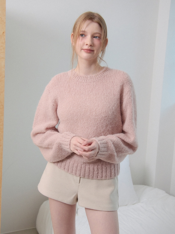 ROUND NECK ALPACA KNIT_PINK