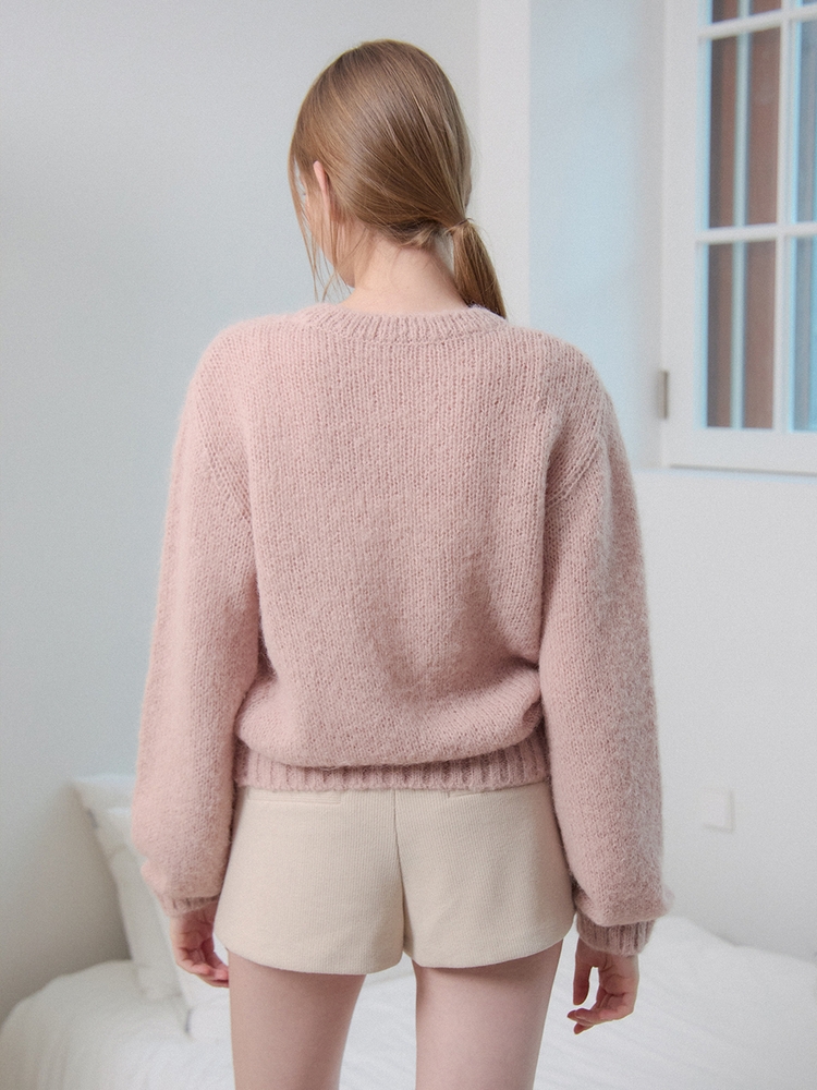 ROUND NECK ALPACA KNIT_PINK