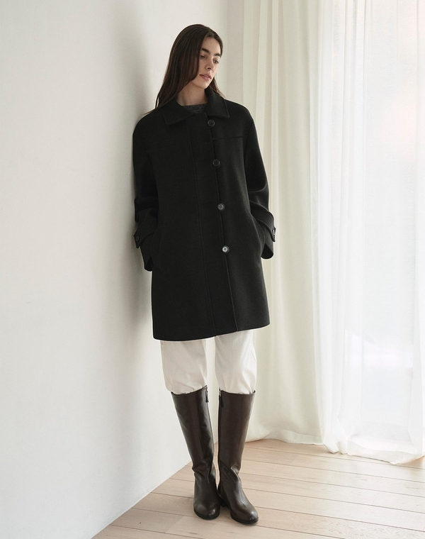 WINTER MERINO WOOL HALF COAT BEIGE/BLACK  윈터 메리노울 하프 코트 베이지/블랙