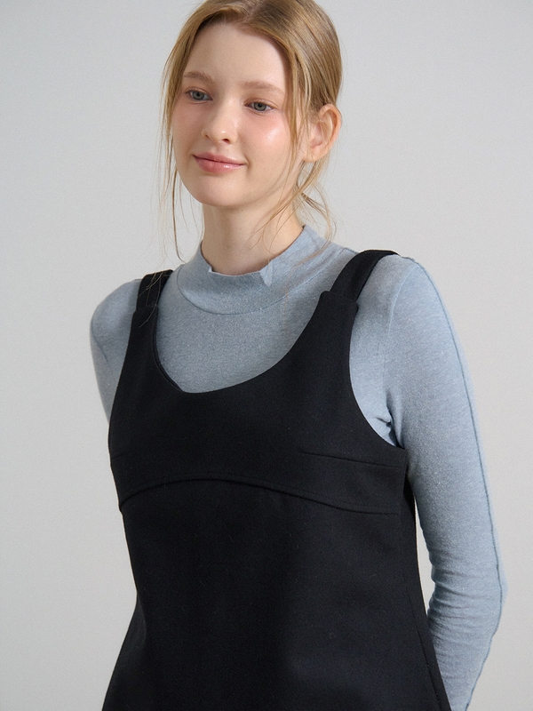 SLEEVELESS WOOL MINI ONEPIECE_BLACK