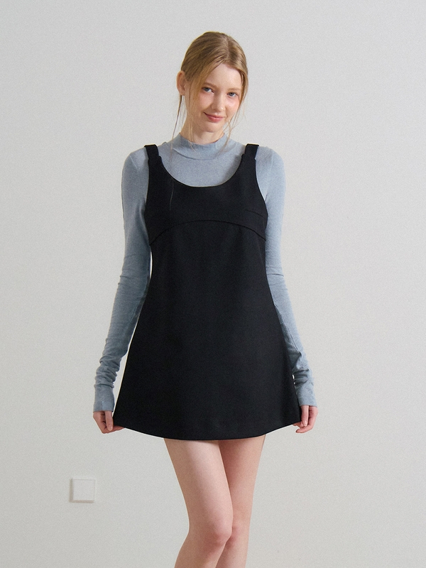 SLEEVELESS WOOL MINI ONEPIECE_BLACK