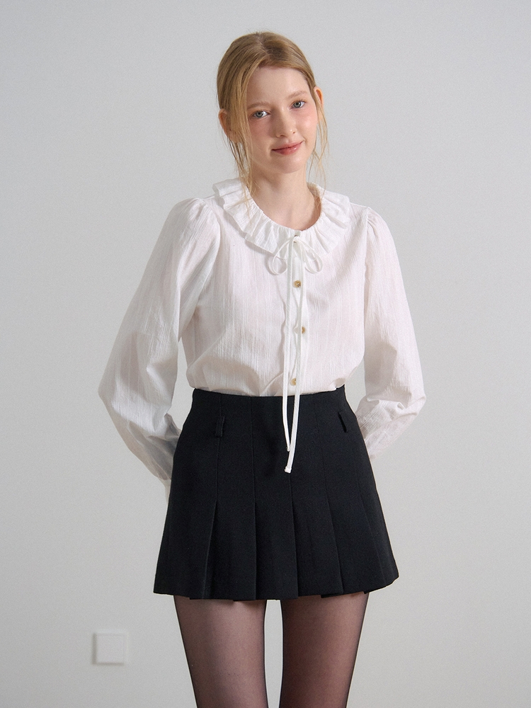 PLEATS MINI SKIRT_BLACK