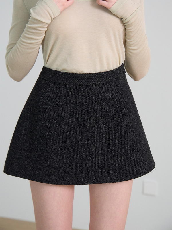 BASIC WOOL MINI SKIRT_CHARCOAL