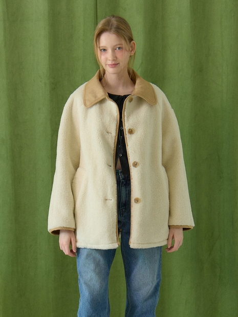 MUSTANG FUR HALF COAT_IVORY