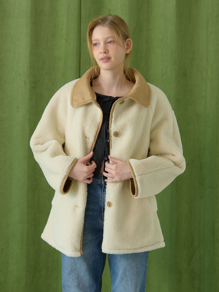 MUSTANG FUR HALF COAT_IVORY