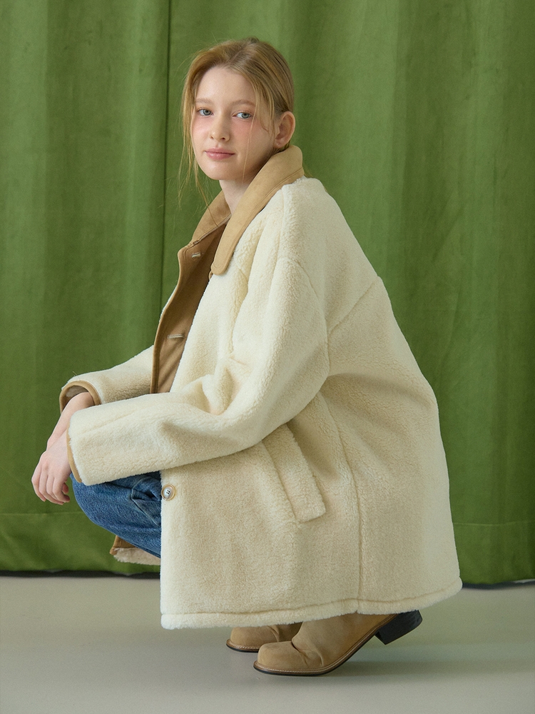 MUSTANG FUR HALF COAT_IVORY