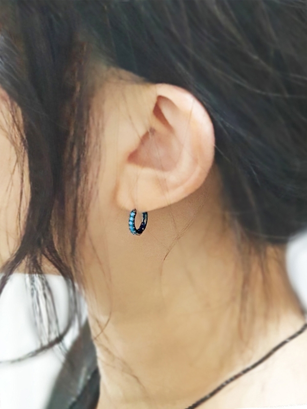 Turkey Blue Silver one touch ring earring 터키 블루 실버 원터치 링귀걸이