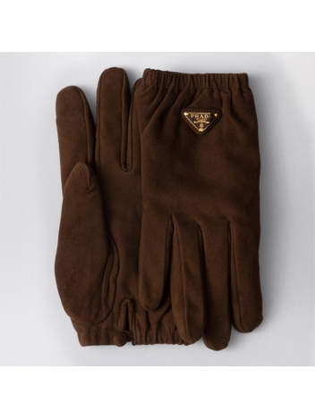 프라다 SS25 Prada Suede leather gloves Cocoa 1GG182008 Brown