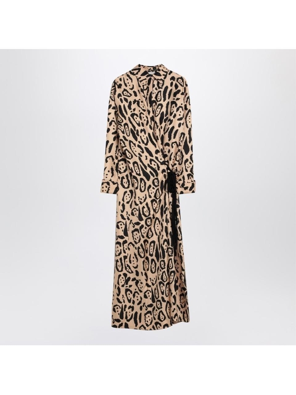 스포트막스 SS25 Sportmax Animal print silk dress ASTORIACO Beige