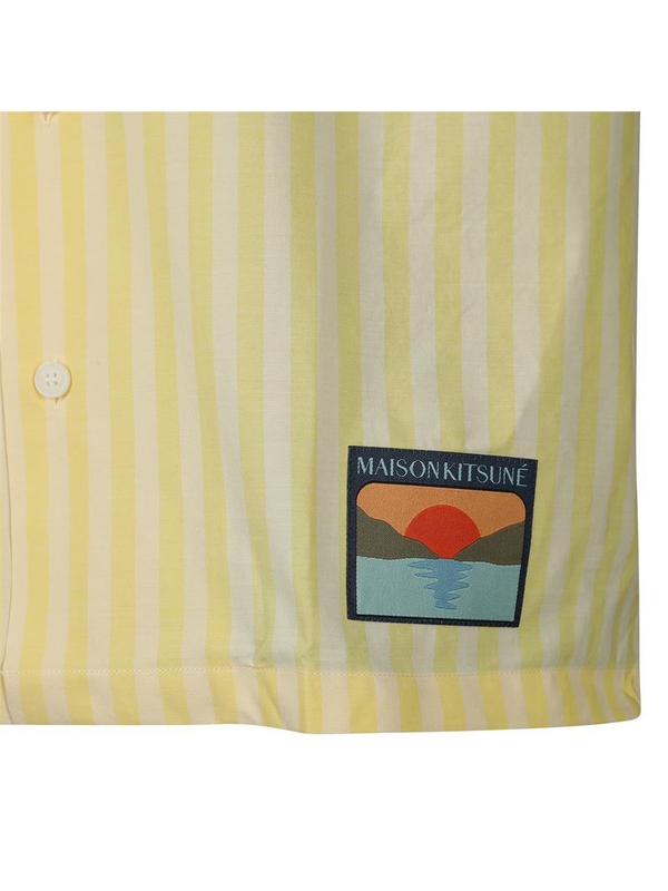 메종키츠네 SS24 MAISON KITSUNE Shirts MM00402WC2048S720 LIGHT YELLOW STRIPES