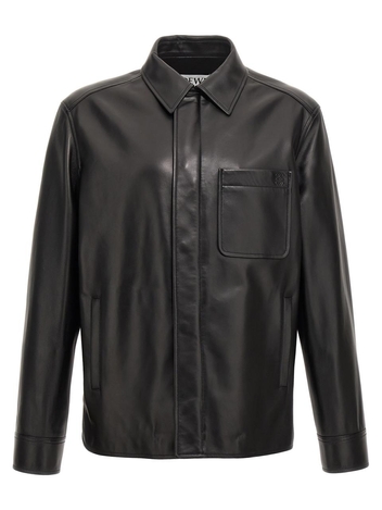 로에베 FW24 Leather overshirt H526Y31L291100 Black  