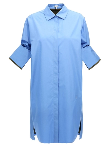 로에베 FW24 Chemisier dress S359Y09XED5690 Light Blue