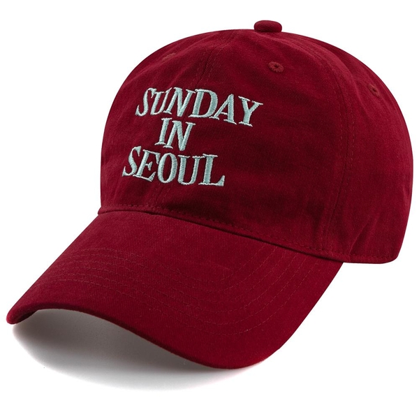 SUNDAY IN SEOUL 코튼 피치 볼캡-레드와인