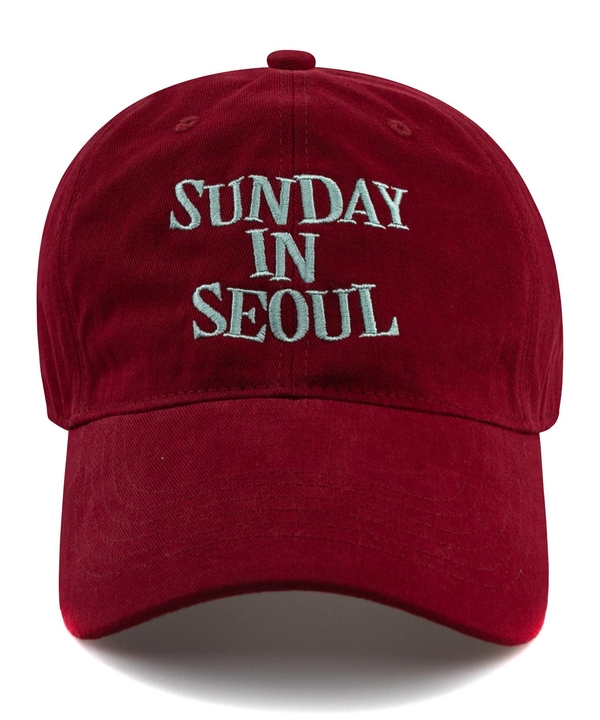 SUNDAY IN SEOUL 코튼 피치 볼캡-레드와인