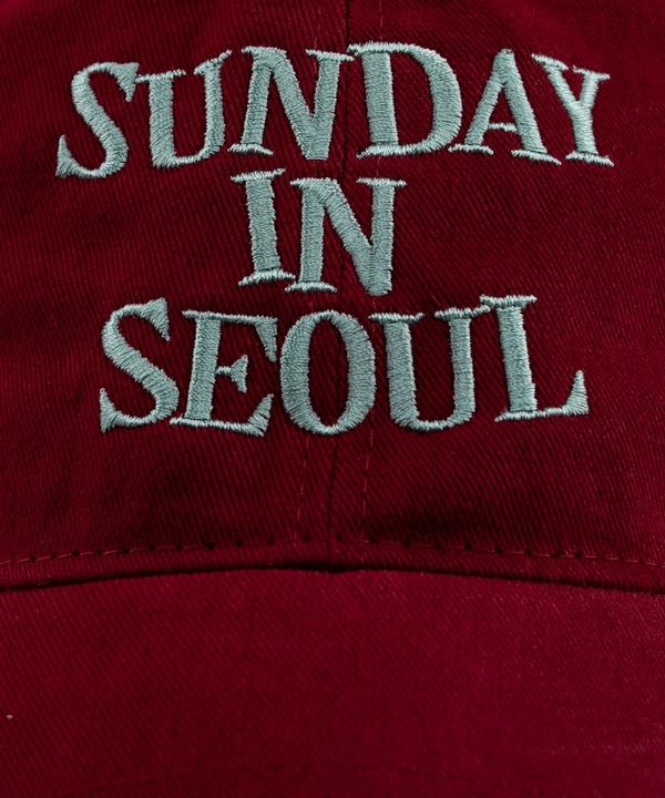 SUNDAY IN SEOUL 코튼 피치 볼캡-레드와인