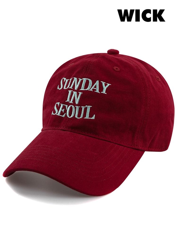 SUNDAY IN SEOUL 코튼 피치 볼캡-레드와인