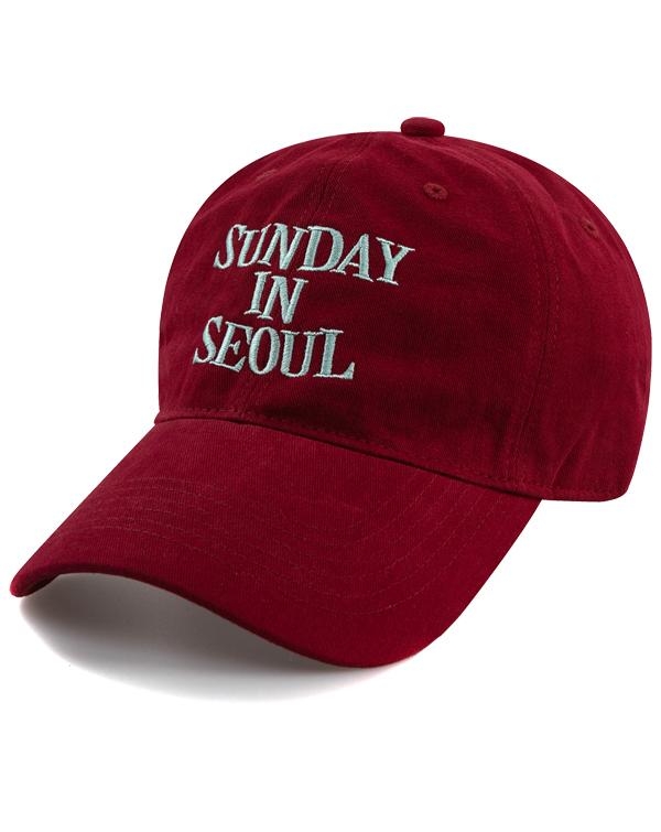 SUNDAY IN SEOUL 코튼 피치 볼캡-레드와인