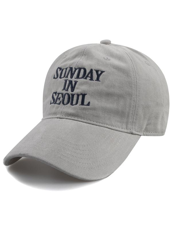 SUNDAY IN SEOUL 코튼 피치 볼캡-그레이