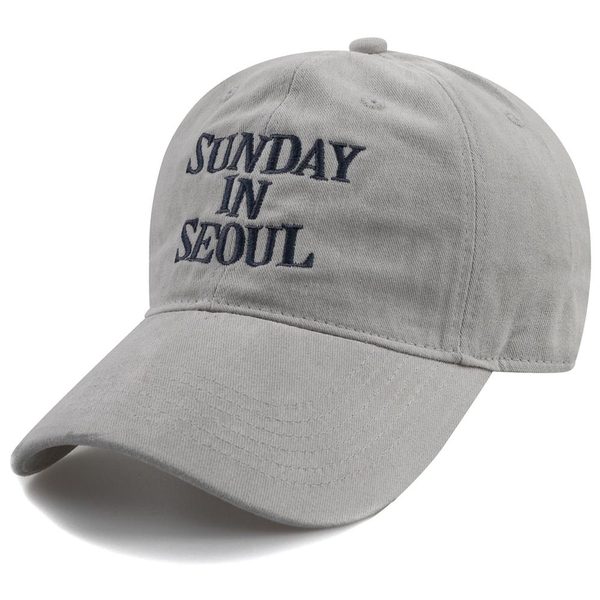 SUNDAY IN SEOUL 코튼 피치 볼캡-그레이