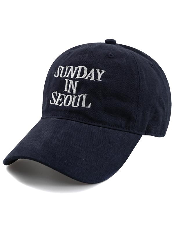 SUNDAY IN SEOUL 코튼 피치 볼캡-네이비