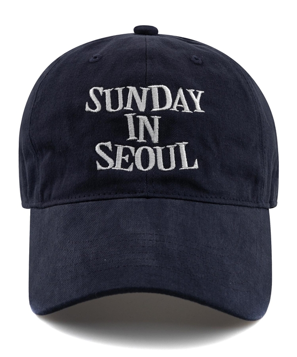 SUNDAY IN SEOUL 코튼 피치 볼캡-네이비