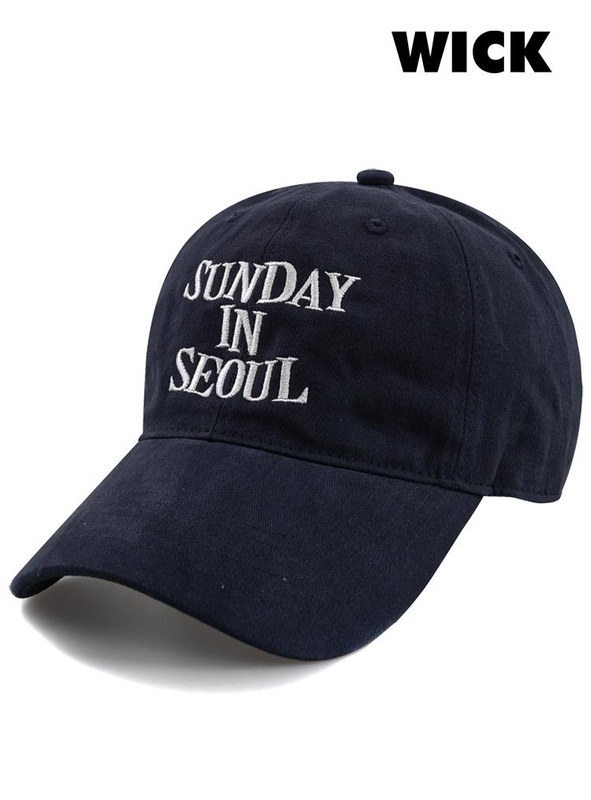 SUNDAY IN SEOUL 코튼 피치 볼캡-네이비