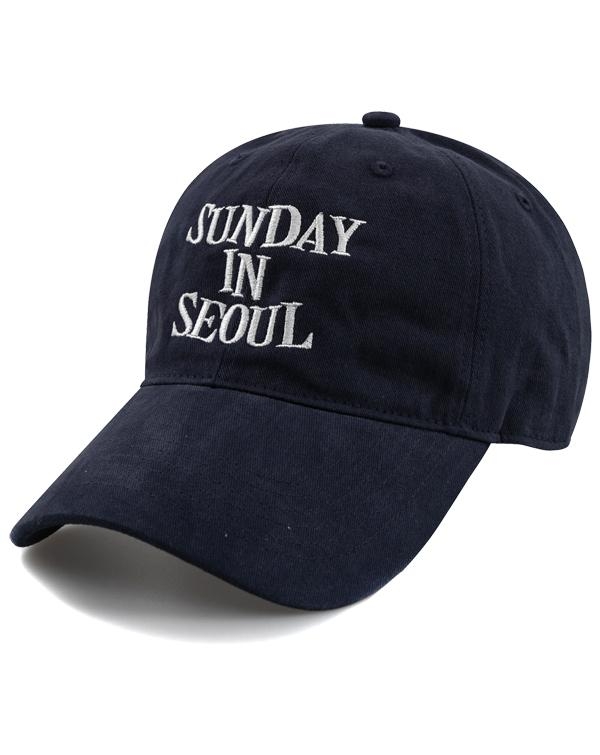 SUNDAY IN SEOUL 코튼 피치 볼캡-네이비