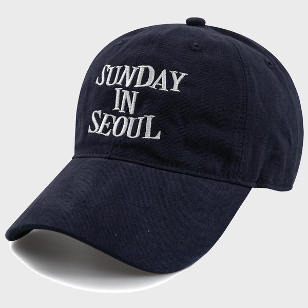 SUNDAY IN SEOUL 코튼 피치 볼캡-네이비