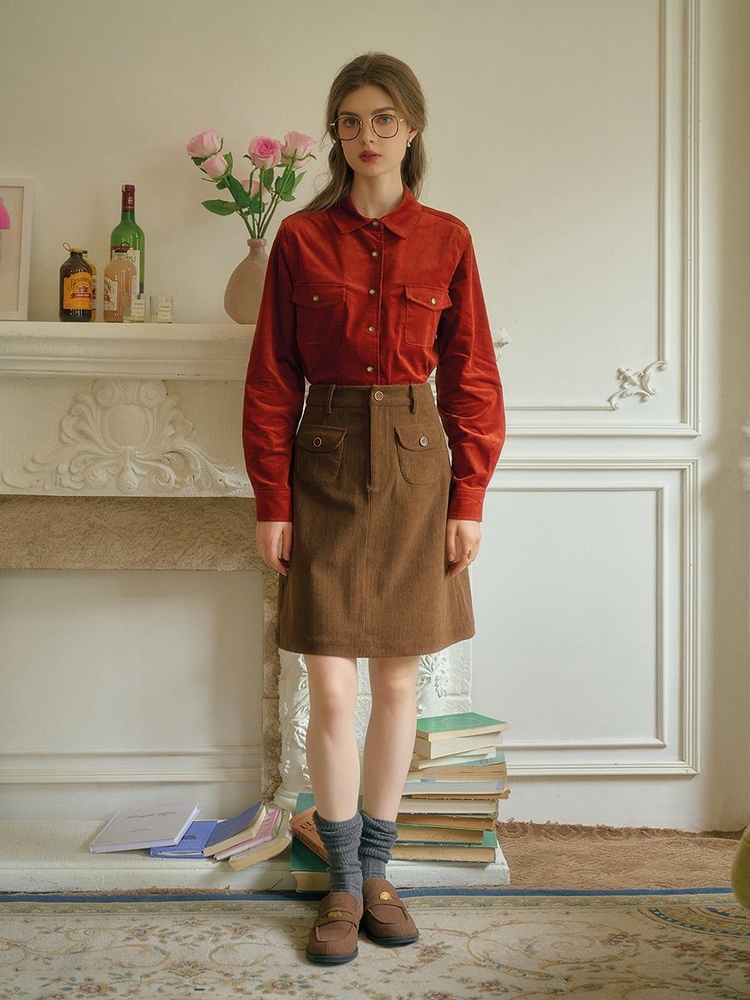 SR_Vintage corduroy a-line skirt