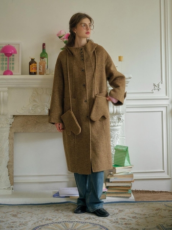 SR_Loose fit hooded coat_CAMEL