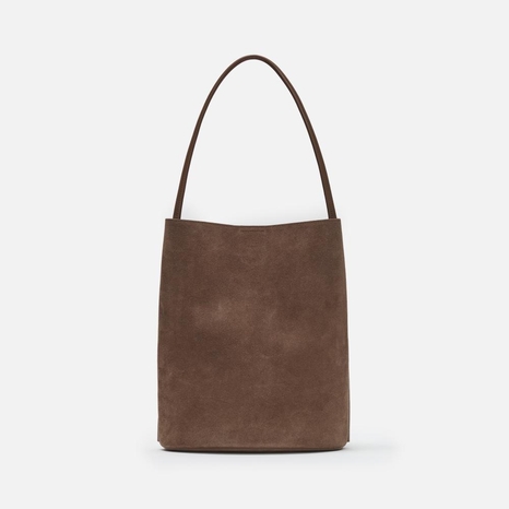 Large Mug shoulder bag Suede Chestnut