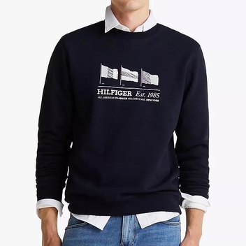 타미힐피거 남성 Hilfiger 플래그 그래픽 맨투맨 Navy