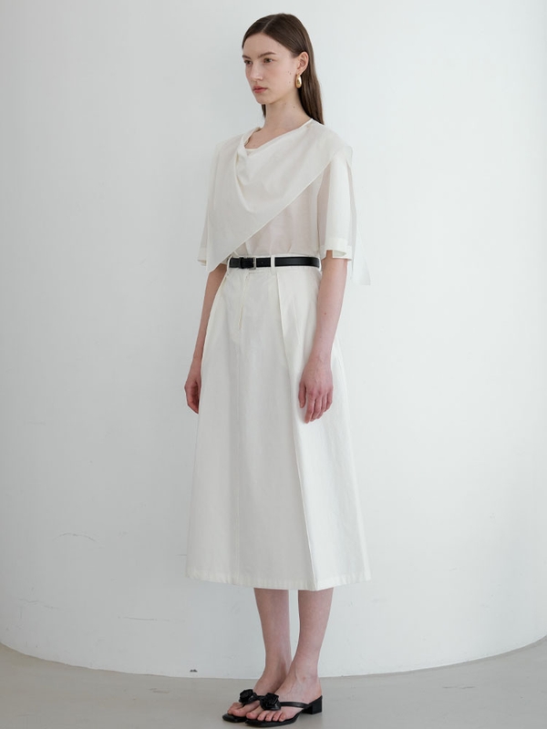 Pintuck A-line Skirt _White