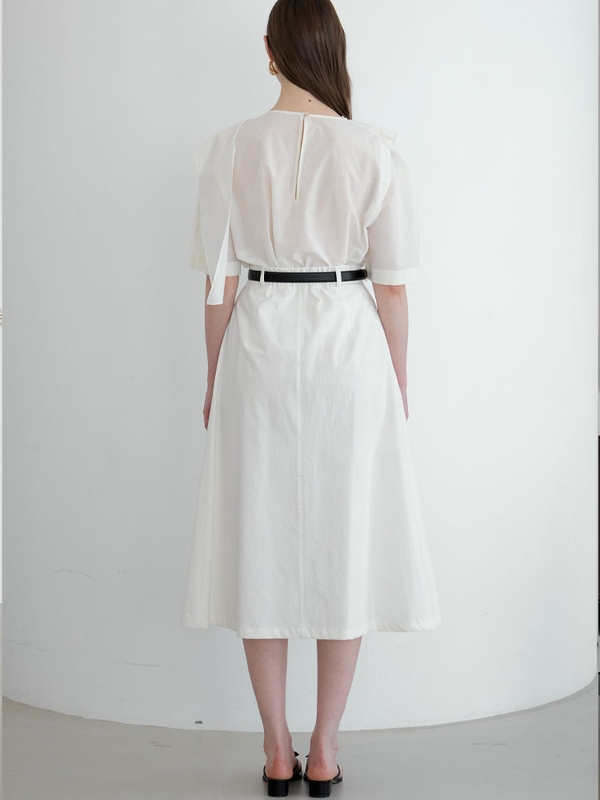 Pintuck A-line Skirt _White