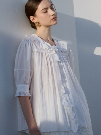 Sailor Collar Frill Blouse_White