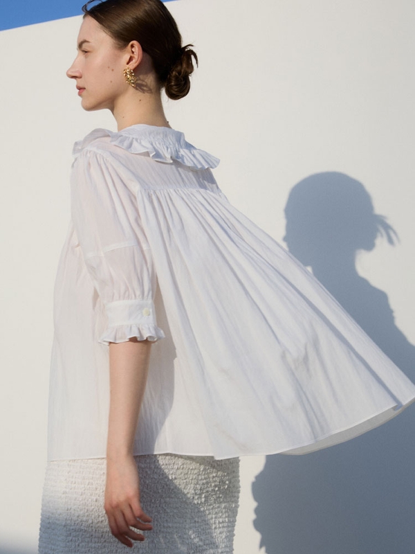 Sailor Collar Frill Blouse_White