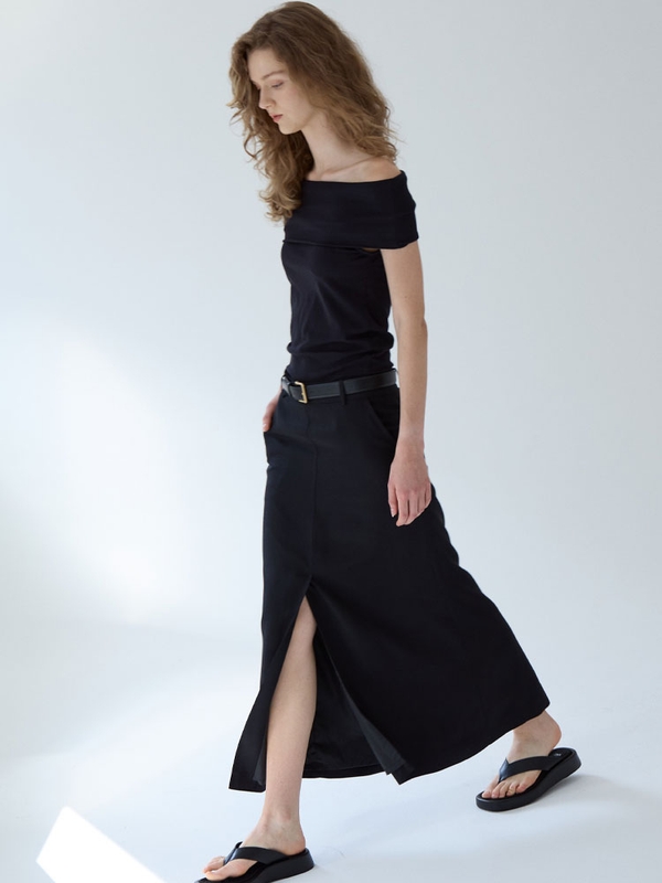 long slit skirt - black