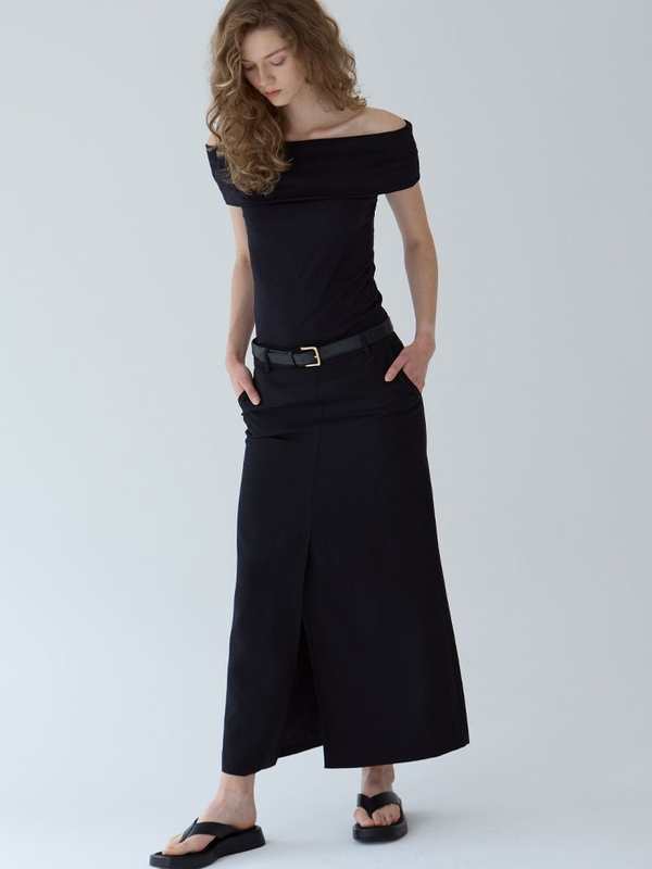 long slit skirt - black