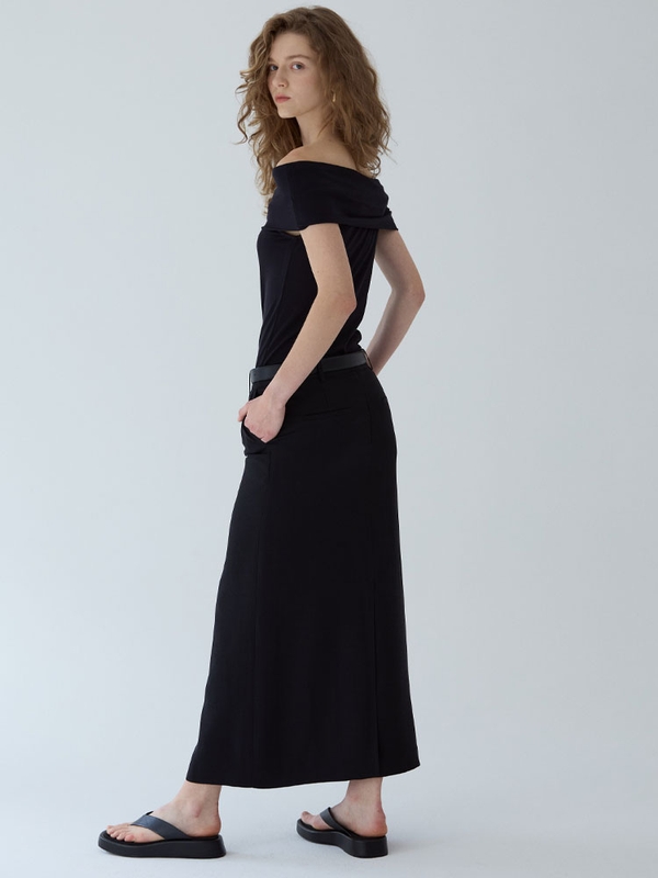 long slit skirt - black