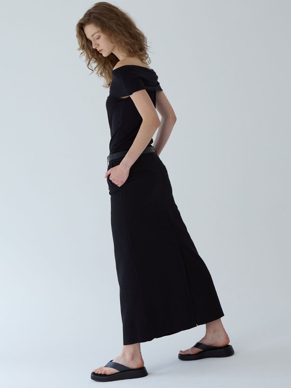 long slit skirt - black